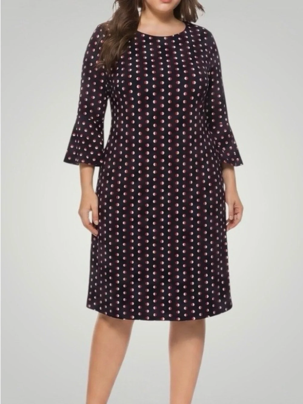 Tommy Hilfiger Women’s Navy Blue Polka Dot Red/White Dress Size 8 Bell Sleeve